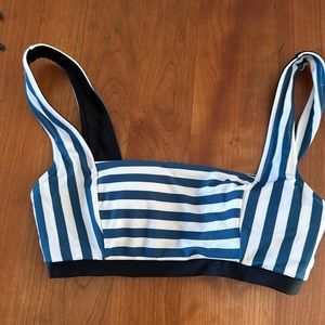 Upwest reversible swim top size small black or blue and white stripe